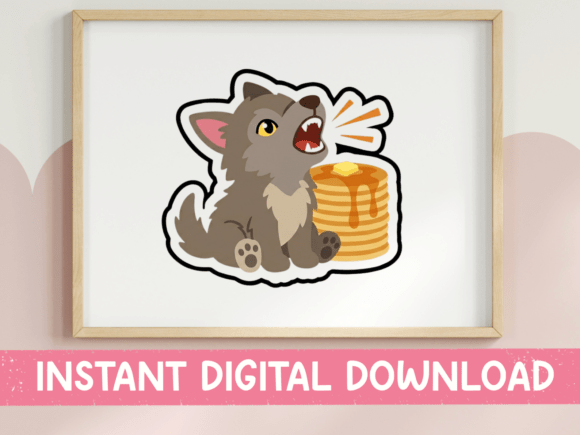 Angry Kitten with Pancakes Sticker: A Unique T-Shirt Graphics Asset