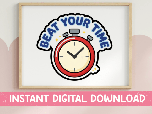 Beat Your Time Stopwatch Sticker: A Bold Graphic for T-Shirt Designs