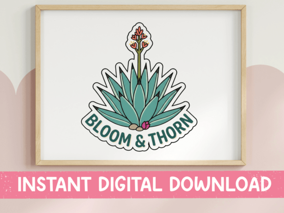 Bloom and Thorn Agave Succulent Sticker: A Bold T-Shirt Design