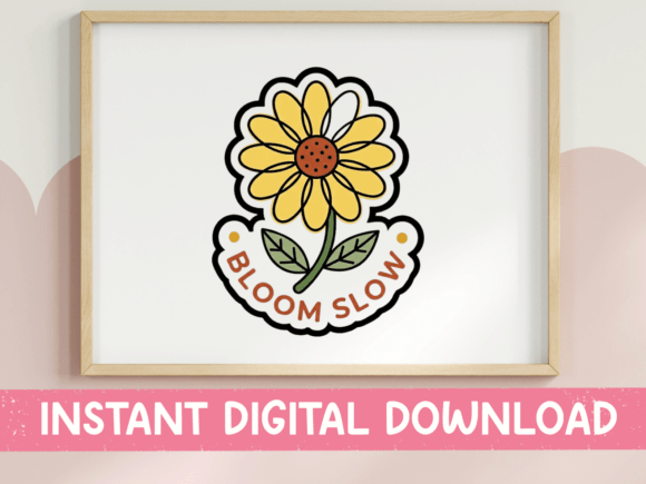 Bloom Slow Sunflower Sticker: A Versatile Graphic for T-Shirts