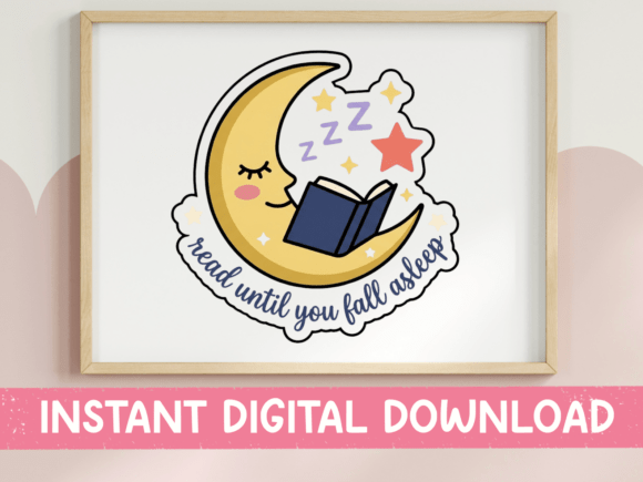 Charming Read Until You Fall Asleep Moon Sticker