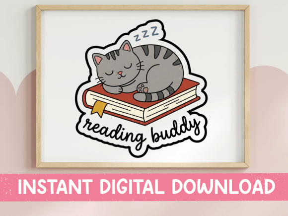 Charming Reading Buddy Sleeping Cat Sticker