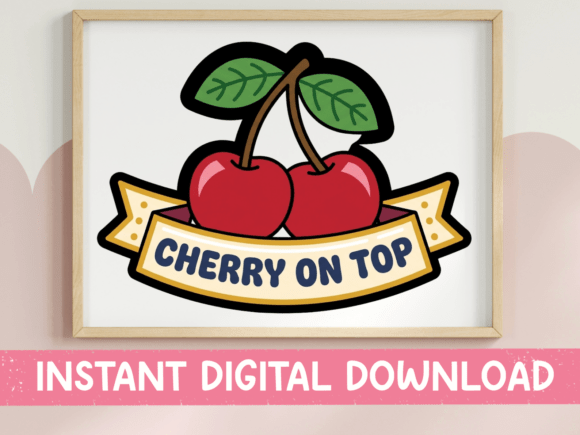 Cherry on Top Kawaii Sticker: A Perfect T-Shirt Design Graphic