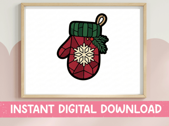 Christmas Mitten Stained Glass Sticker