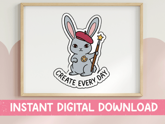 Create Every Day Bunny Artist Sticker for Graphics and T-Shirt Designs