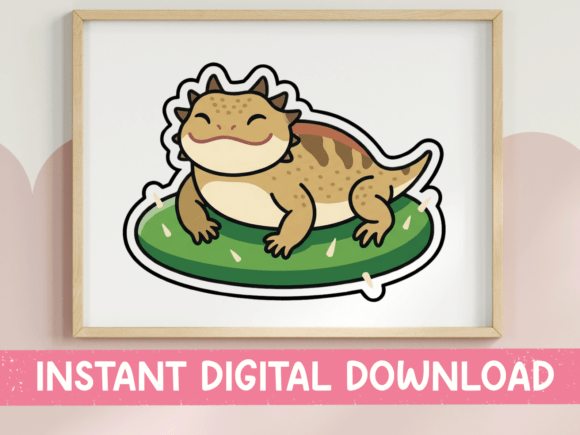 Cute Horned Lizard Sticker Design for T-Shirt Graphics