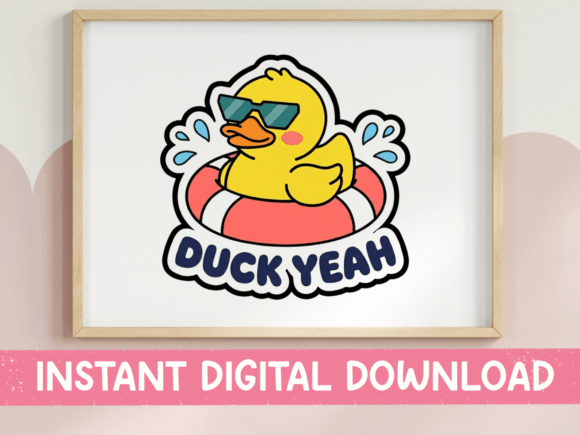 Duck Yeah Sunglasses Pool Duck Sticker: A Fun T-Shirt Design Graphic