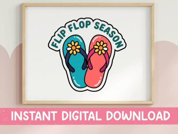Flip Flop Season Summer Sticker Embroidery
