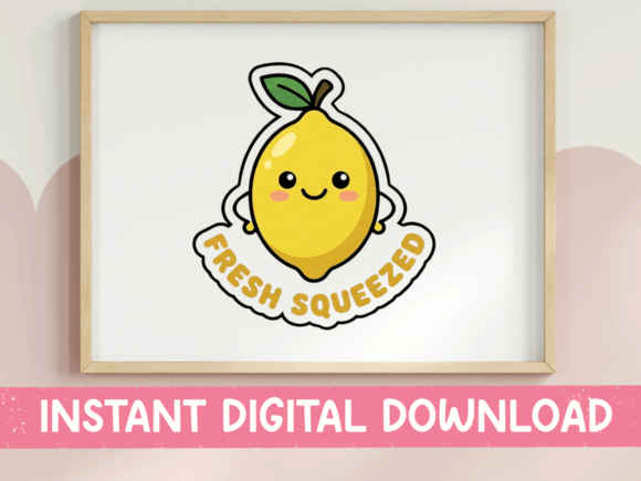 Fresh Squeezed Kawaii Lemon Sticker for T-Shirt Designs