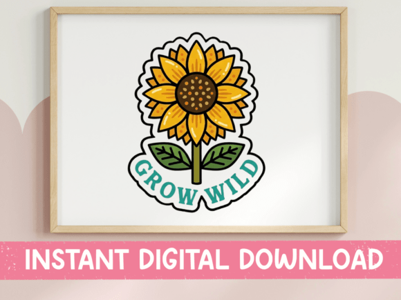Grow Wild Sunflower Sticker: A Bold Graphic for T-Shirt Designs