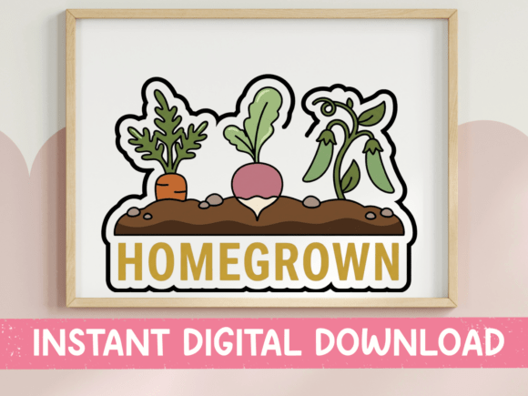 Homegrown Vegetable Garden Sticker for T-Shirt Designs