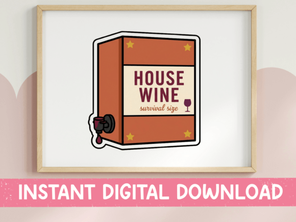 House Wine Survival Size Box Sticker: A Graphic for T-Shirt Designs