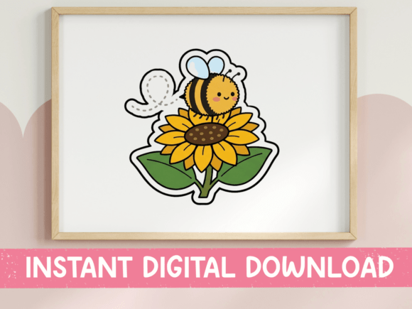 Kawaii Bee Sunflower Sticker: Perfect for T-Shirt Designs and Graphics