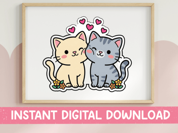 Kawaii Cats in Love: A Charming Graphic for T-Shirt Designs