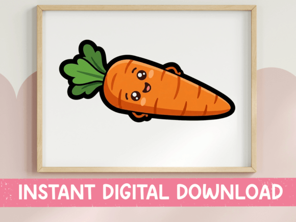 Kawaii Happy Carrot Sticker for T-Shirt Designs and Graphics