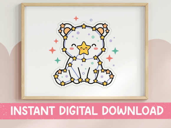Kawaii Star Bear Holding Star Sticker for T-Shirt Designs