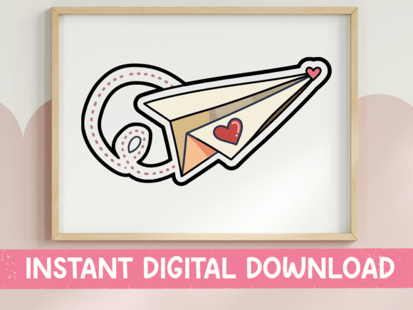 Love Note Paper Airplane Sticker: A Charming Graphic for T-Shirt Designs