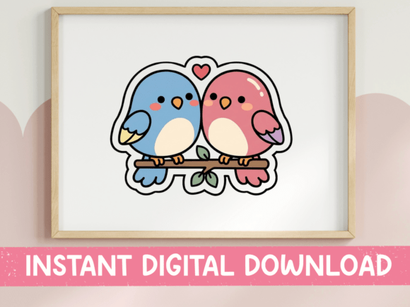 Lovebird Couple Sticker: A Sweet Graphic for T-Shirt Designs
