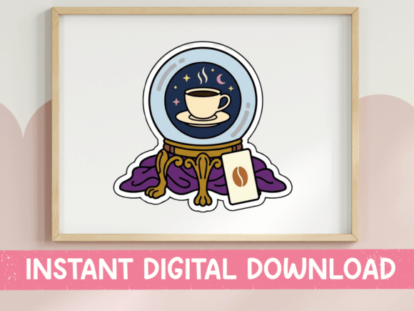 Mystical Coffee Crystal Ball Sticker for T-Shirt Designs