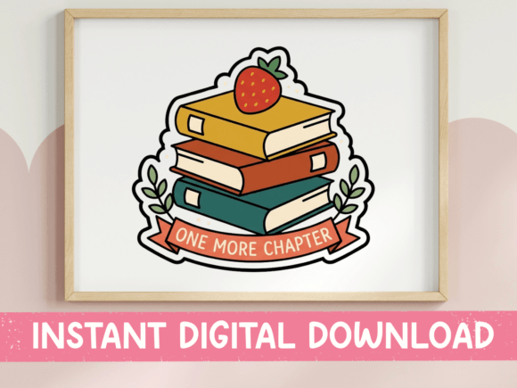 One More Chapter Book Stack Sticker: A Graphic for T-Shirt Designs