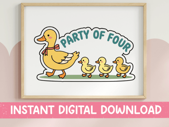 Party of Four Duck Family Sticker: A Charming Embroidery Design