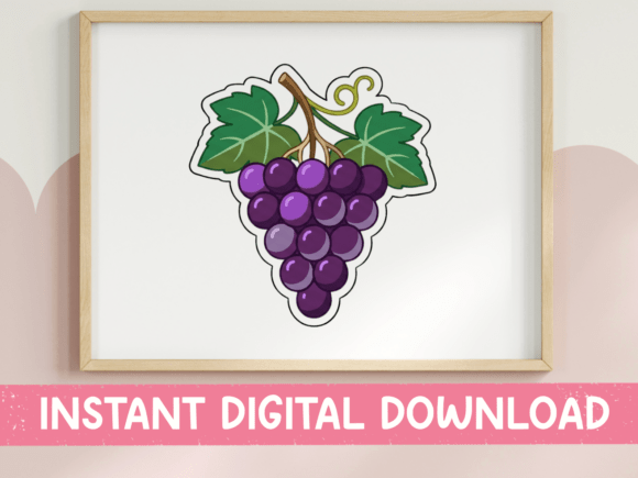 Purple Grape Cluster Sticker Design for T-Shirt Graphics