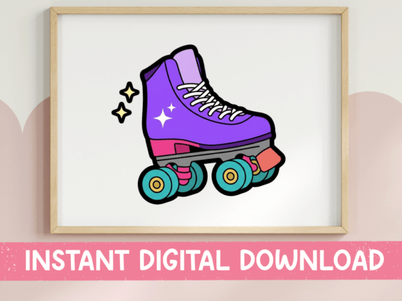 Purple Roller Skate Sticker Design for T-Shirt Graphics