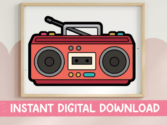 Retro Boombox Sticker: A Nostalgic T-Shirt Design Gem