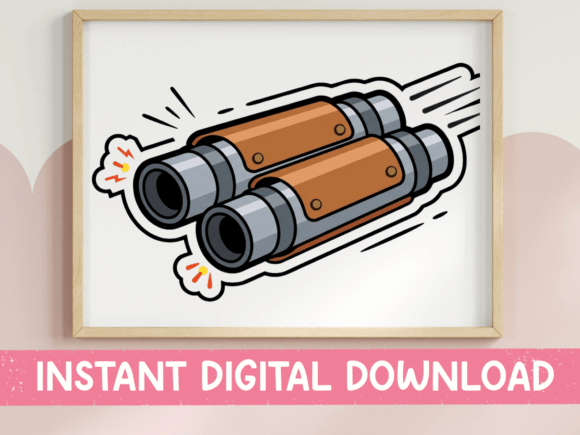 Retro Cartoon Binoculars Sticker for T-Shirt Designs and Graphics