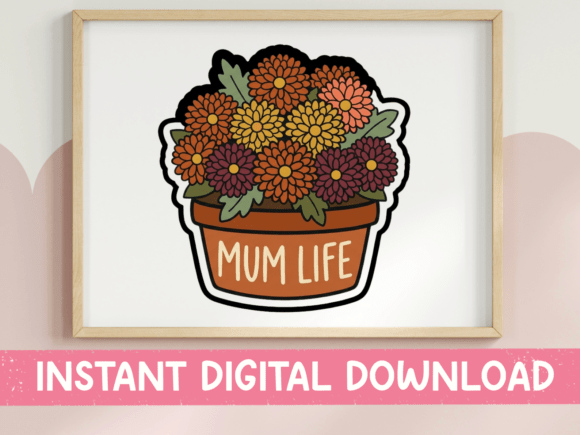 Review: Mum Life Flower Pot Sticker for T-Shirt Designs and Graphics