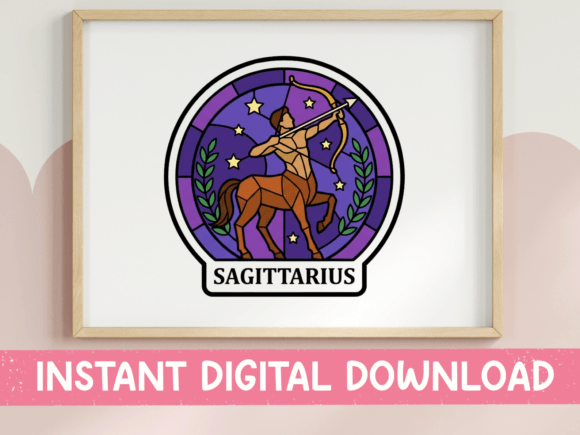 Sagittarius Zodiac Stained Glass Sticker for T-Shirt Designs