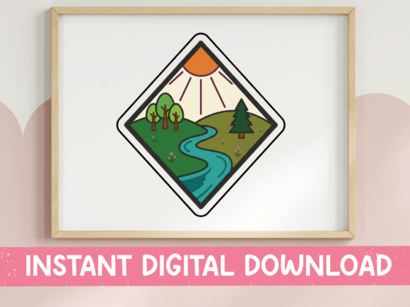 Scenic Nature Landscape Sticker Design for T-Shirt Graphics