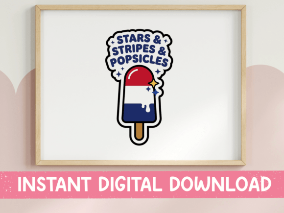 Stars and Stripes and Popsicles Sticker: A Cool T-Shirt Design