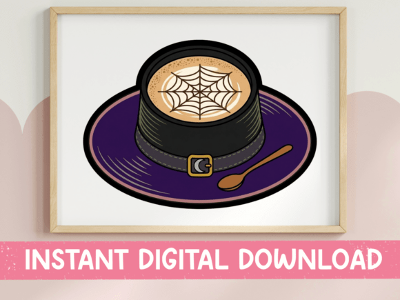 Witch Hat Latte Art Coffee Sticker for T-Shirt Designs